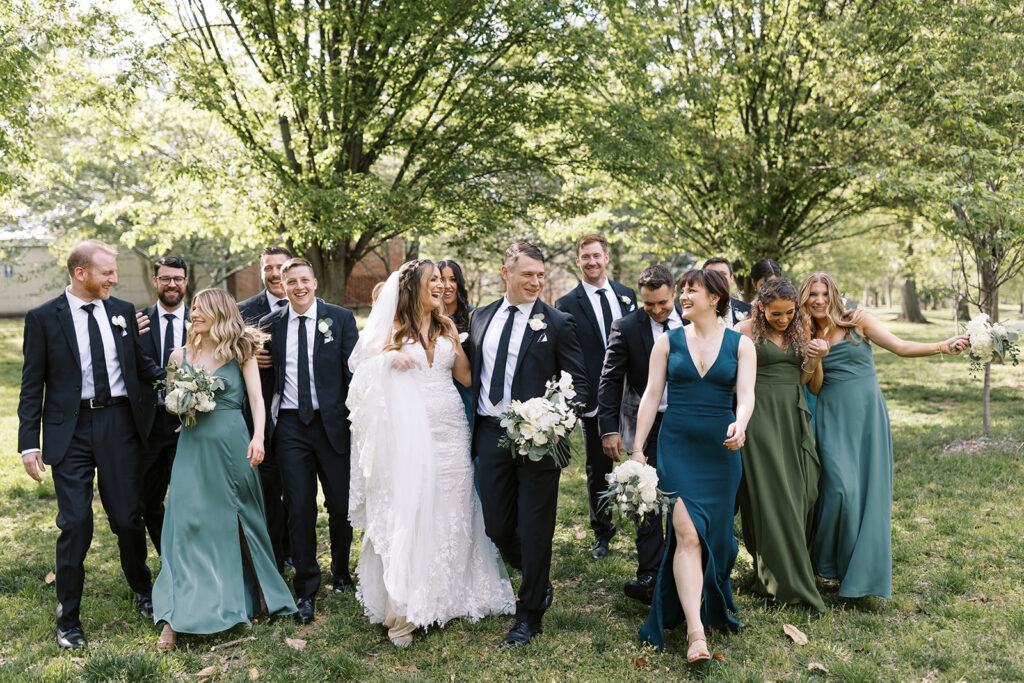 Wedding party photos outside in Nashville, Tennessee