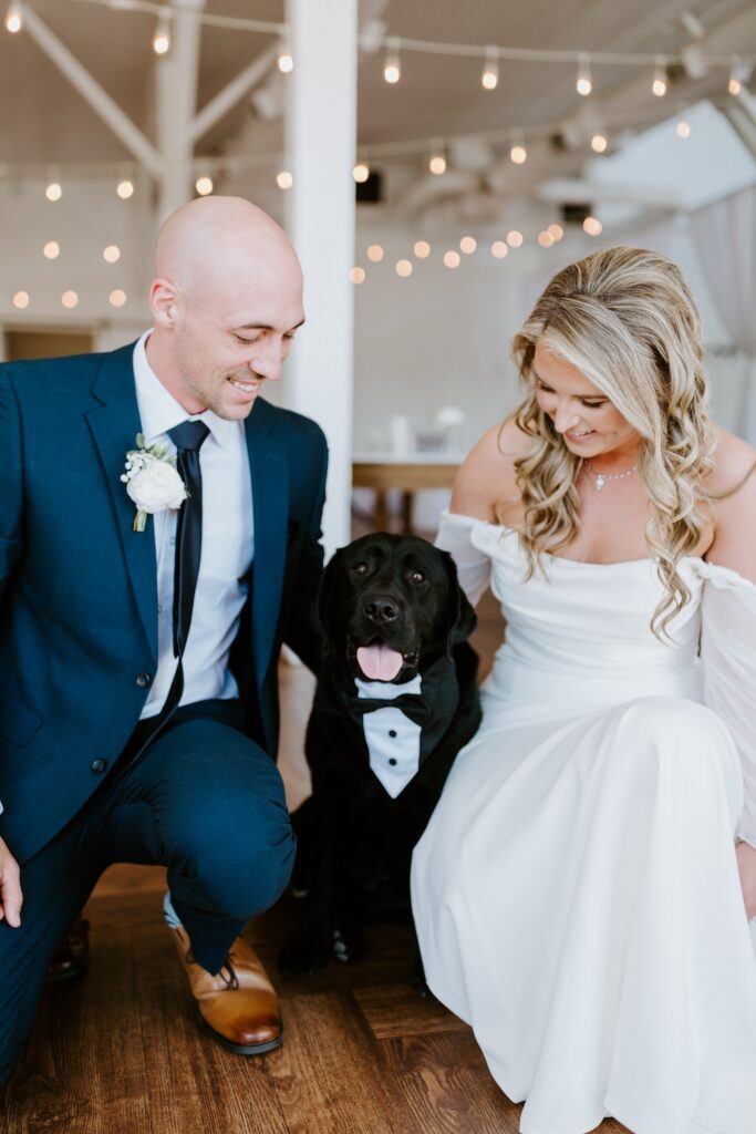 Bride and groom with their dog at 14TENN