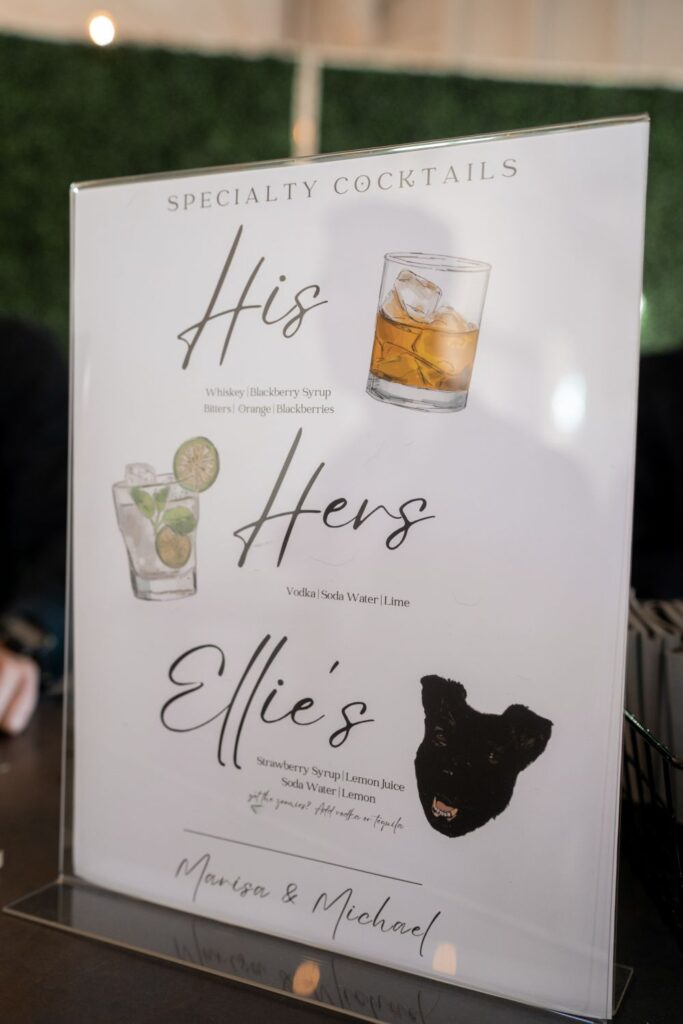 Signature cocktail sign