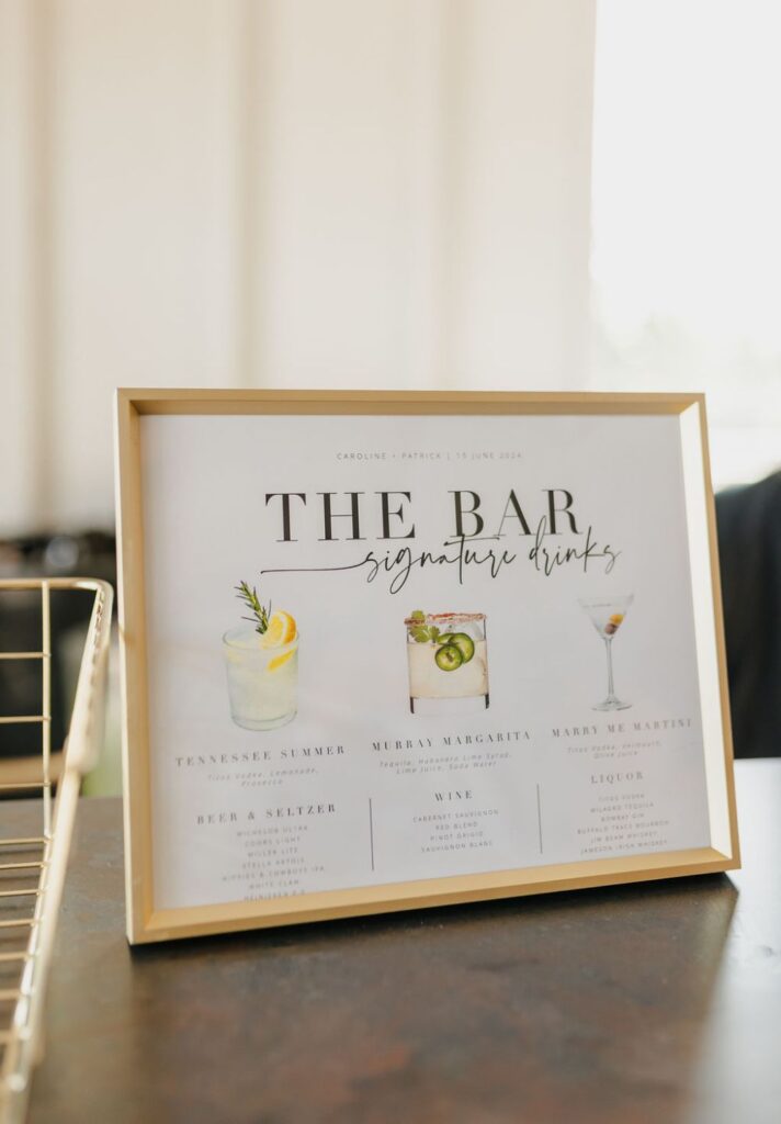 Signature drink signage 