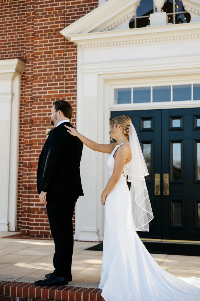 Bride and groom first look