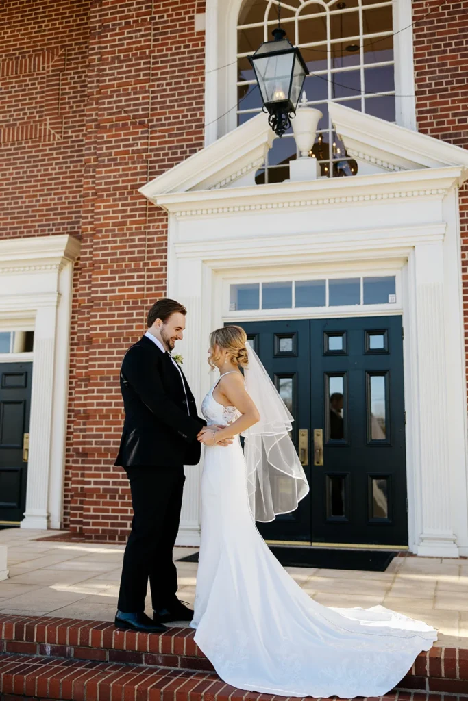 Bride and groom after first look