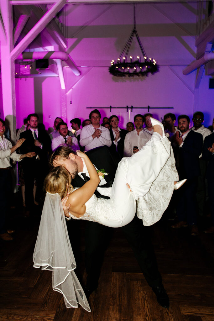 Bride and groom dancing