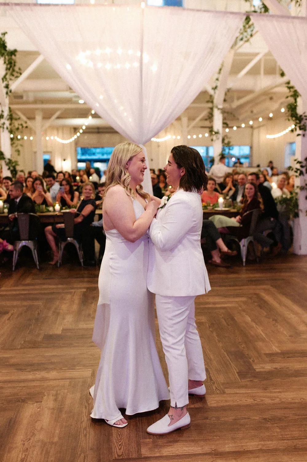 Brides sharing their first dance