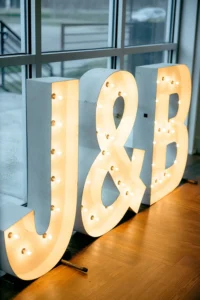 Giant neon letters at 14TENN in Nashville
