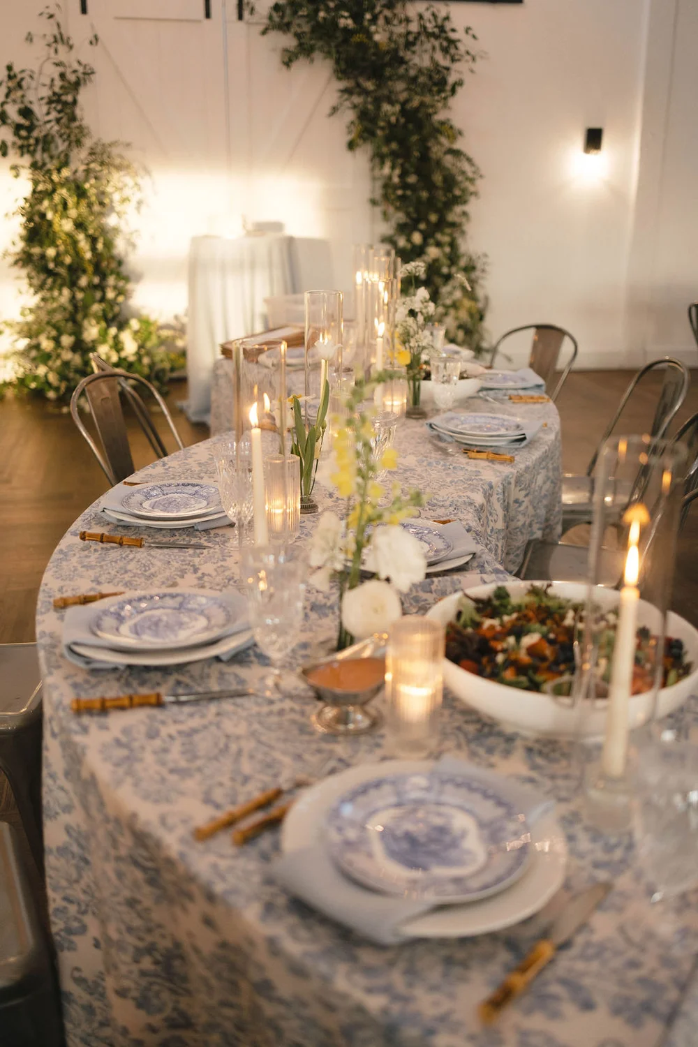 Modern industrial wedding reception setup at 14TENN Nashville