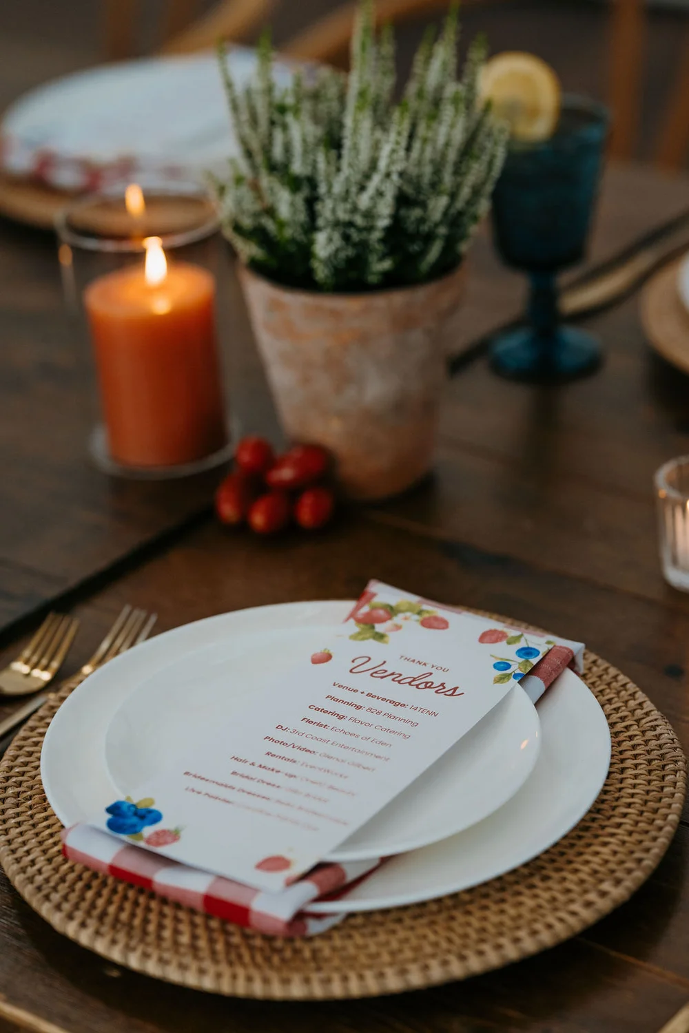 Close-up of colorful tablescape at 14TENN’s Farmer’s Market Open House