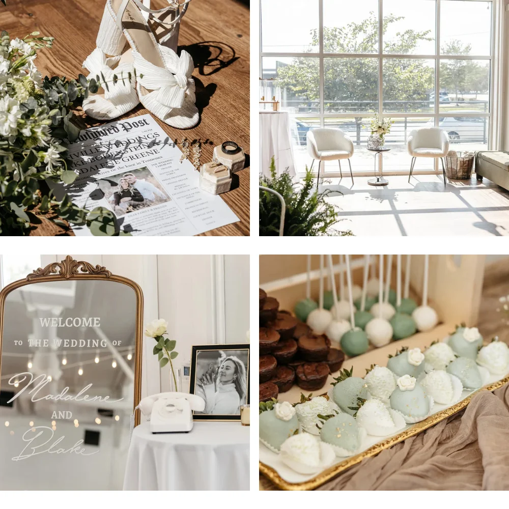 Collage of images from a wedding at 14TENN in Nashville